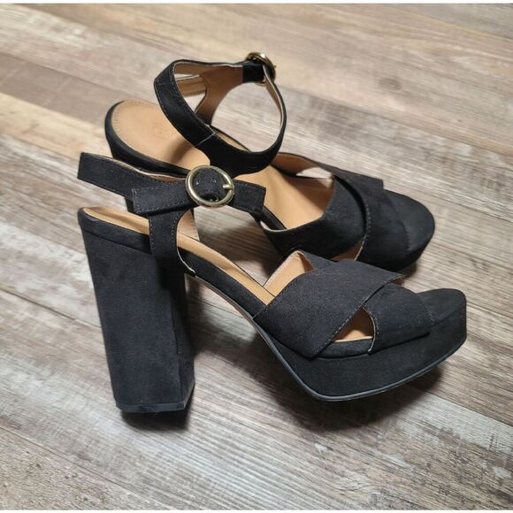 ASOS Womens 6 Black Suede Leather Ankle Strap Heel - Picture 2 of 8